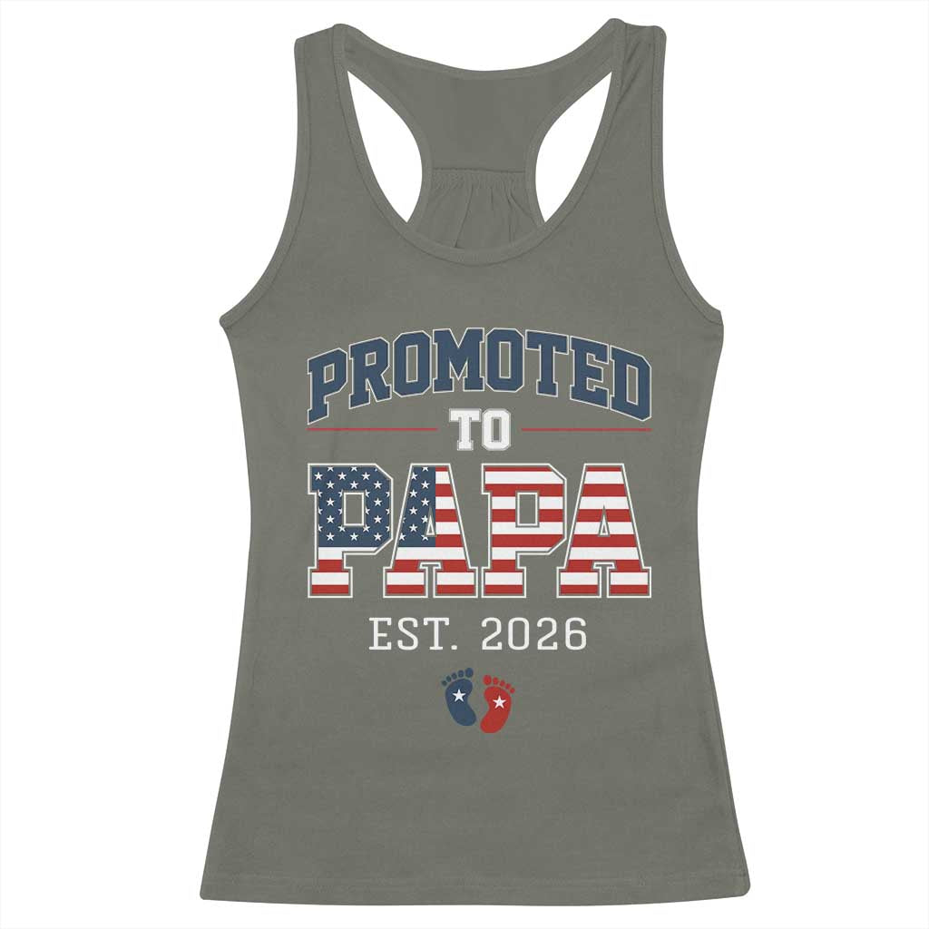 Patriotic Promoted To Dad Est 2026 Racerback Tank Top US Flag New Father Gift TS12 Military Green Print Your Wear