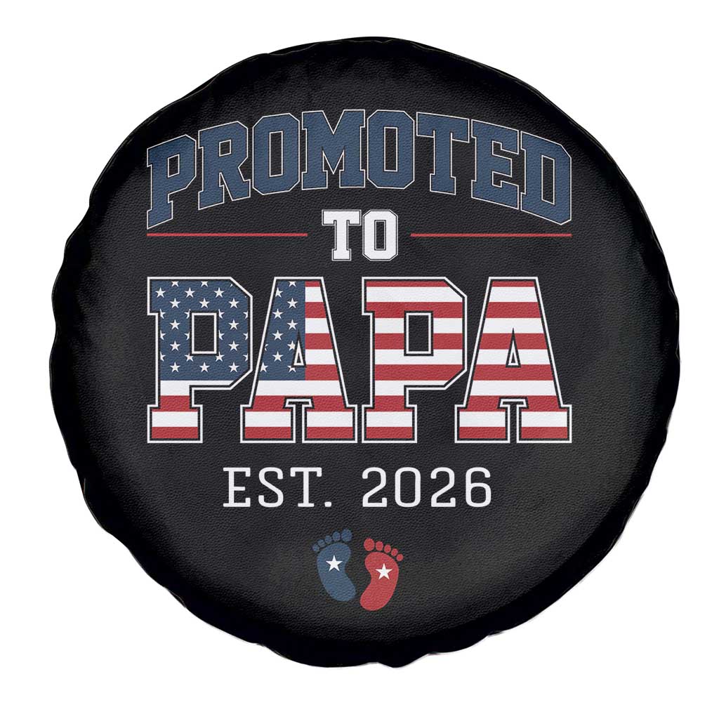 Patriotic Promoted To Dad Est 2026 Spare Tire Cover US Flag New Father Gift TS12 Print Your Wear