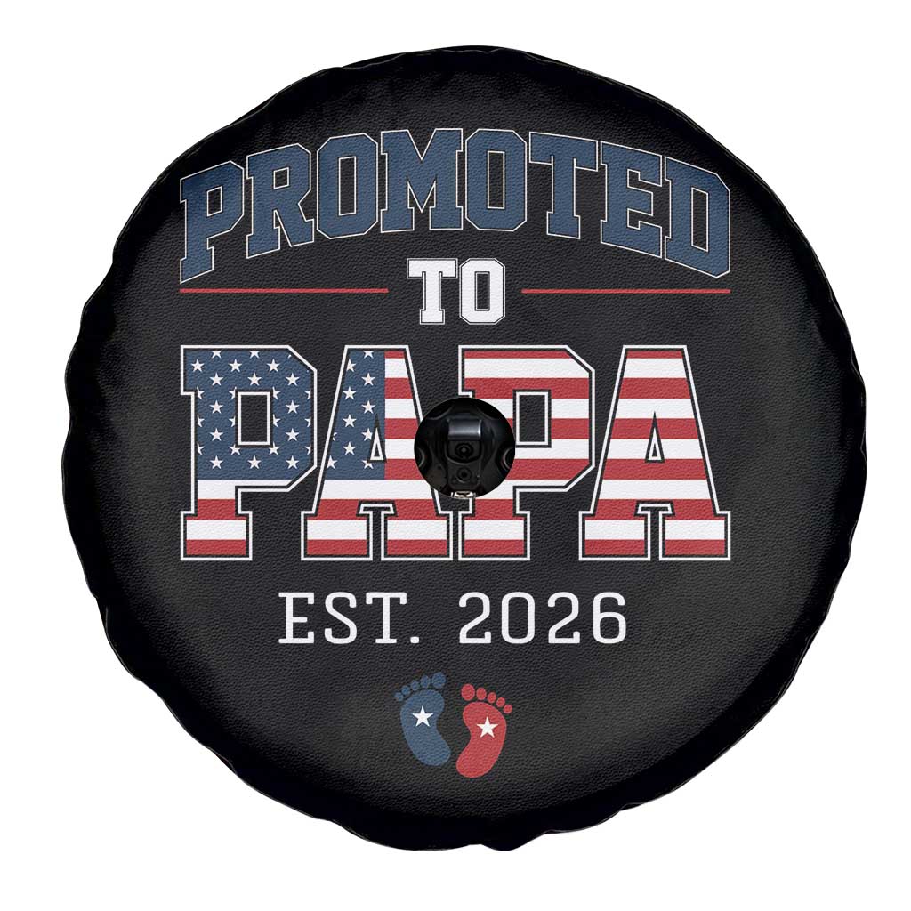 Patriotic Promoted To Dad Est 2026 Spare Tire Cover US Flag New Father Gift TS12 Print Your Wear