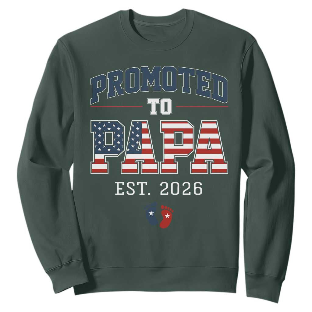 Patriotic Promoted To Dad Est 2026 Sweatshirt US Flag New Father Gift