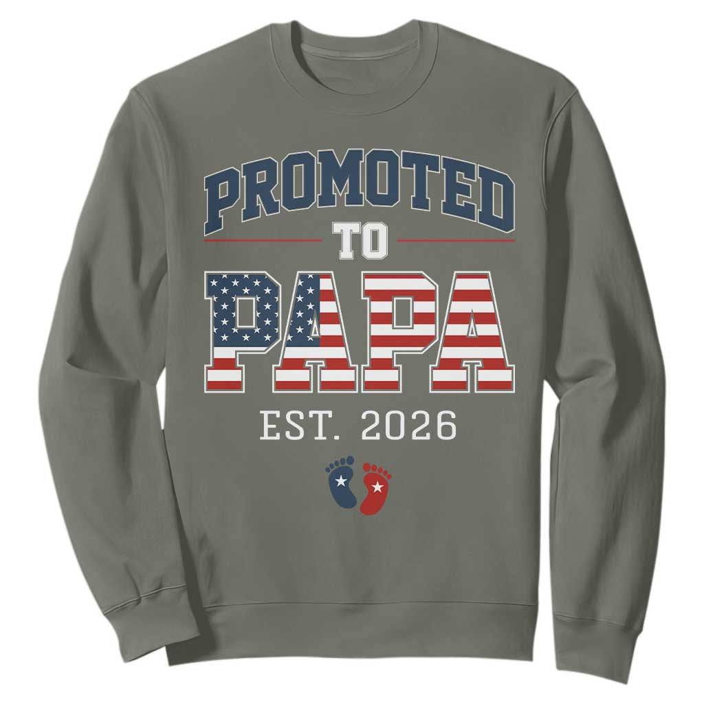 Patriotic Promoted To Dad Est 2026 Sweatshirt US Flag New Father Gift