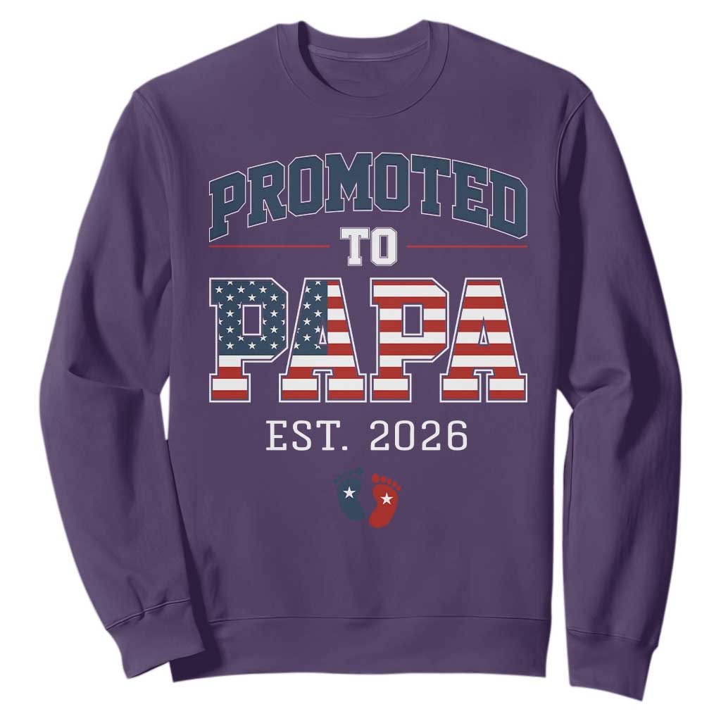 Patriotic Promoted To Dad Est 2026 Sweatshirt US Flag New Father Gift