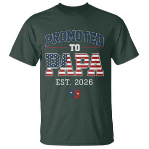 Patriotic Promoted To Dad Est 2026 T Shirt US Flag New Father Gift TS12 Dark Forest Green Print Your Wear