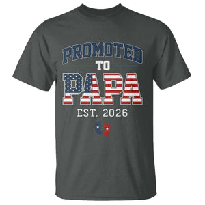 Patriotic Promoted To Dad Est 2026 T Shirt US Flag New Father Gift TS12 Dark Heather Print Your Wear