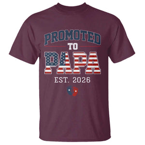 Patriotic Promoted To Dad Est 2026 T Shirt US Flag New Father Gift TS12 Maroon Print Your Wear