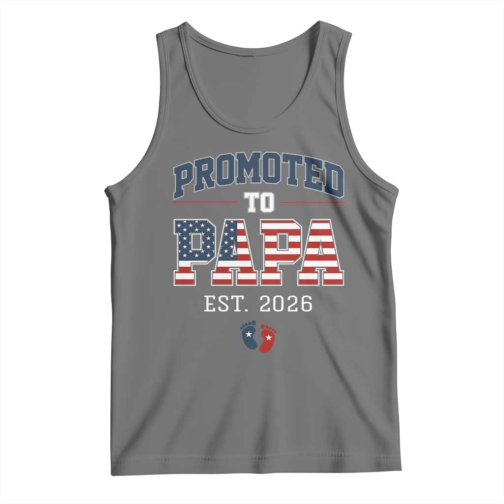 Patriotic Promoted To Dad Est 2026 Tank Top US Flag New Father Gift TS12 Black Heather Print Your Wear