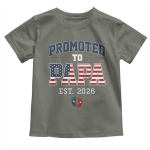 Patriotic Promoted To Dad Est 2026 Toddler T Shirt US Flag New Father Gift TS12 Military Green Print Your Wear
