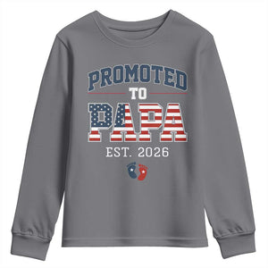 Patriotic Promoted To Dad Est 2026 Youth Sweatshirt US Flag New Father Gift TS12 Charcoal Print Your Wear