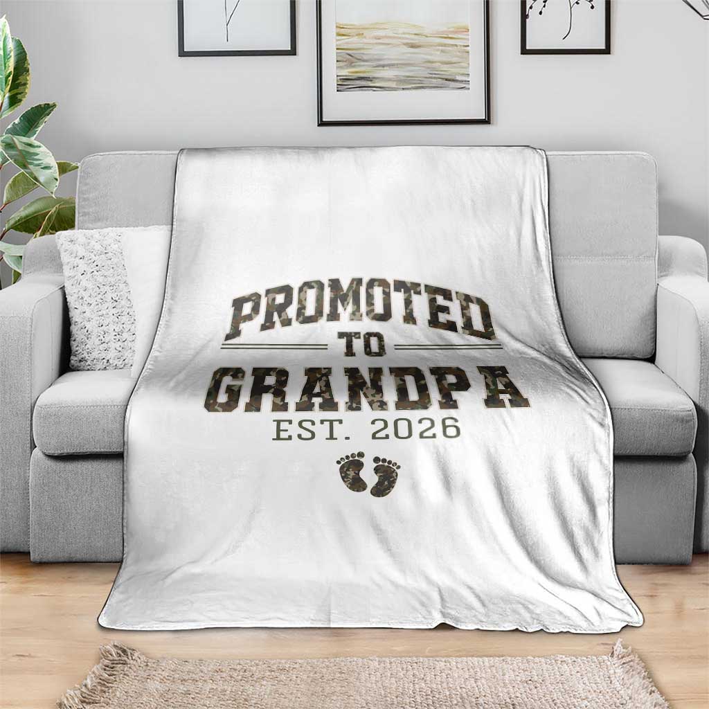 Promoted To Grandpa Est 2026 Throw Blanket Vintage Camo Grandpa Graphic TS12 Print Your Wear