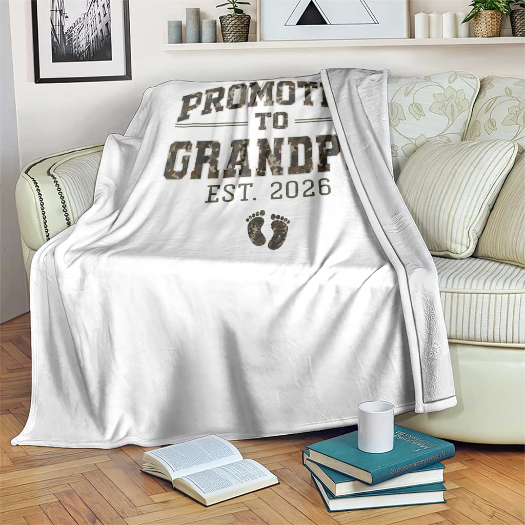 Promoted To Grandpa Est 2026 Throw Blanket Vintage Camo Grandpa Graphic TS12 Print Your Wear
