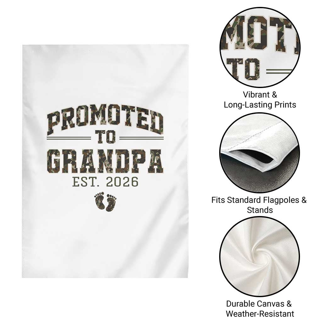 Promoted To Grandpa Est 2026 Garden Flag Vintage Camo Grandpa Graphic TS12 Print Your Wear