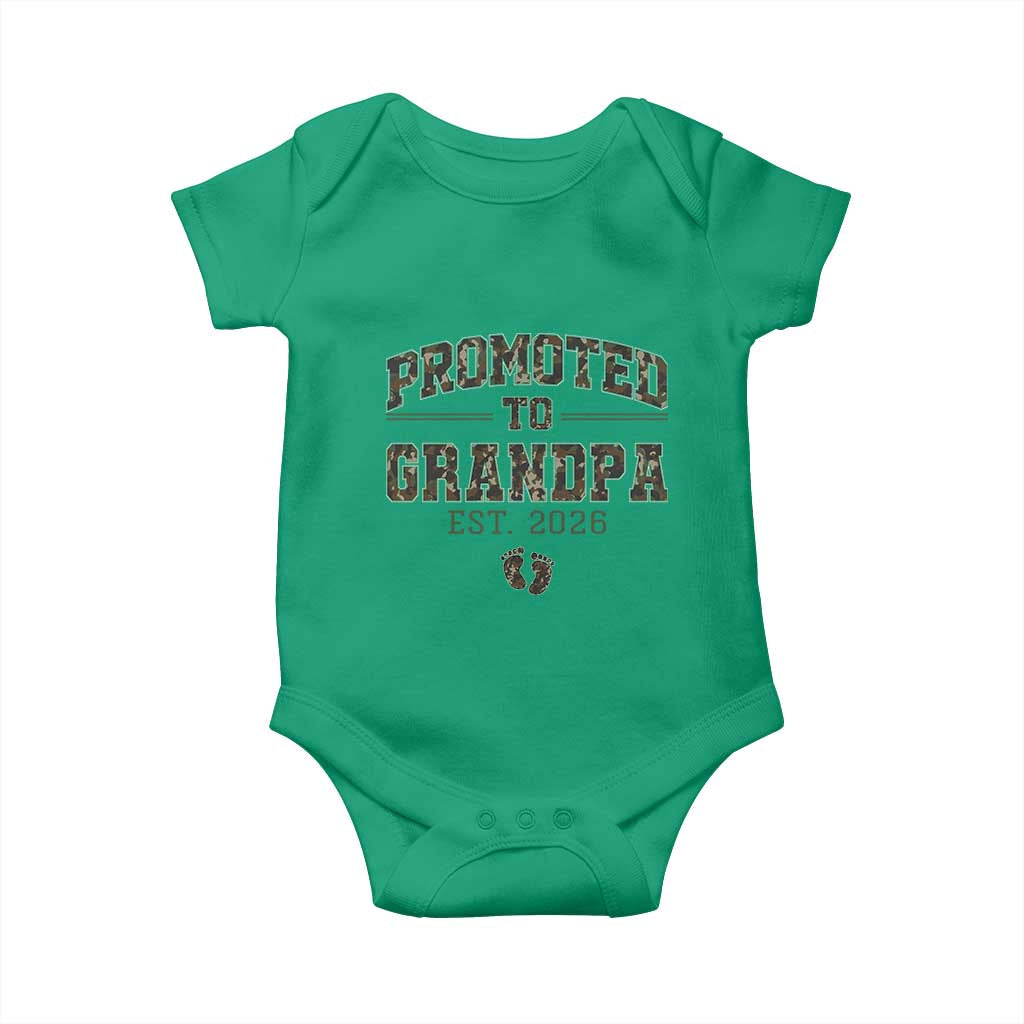 Promoted To Grandpa Est 2026 Baby Onesie Vintage Camo Grandpa Graphic TS12 Irish Green Print Your Wear