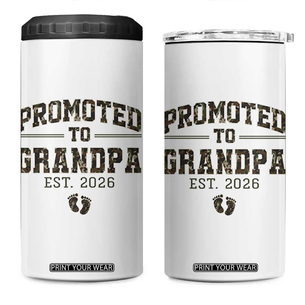 Promoted To Grandpa Est 2026 4 in 1 Can Cooler Tumbler Vintage Camo Grandpa Graphic TS12 One Size: 16 oz White Print Your Wear