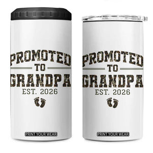 Promoted To Grandpa Est 2026 4 in 1 Can Cooler Tumbler Vintage Camo Grandpa Graphic TS12 One Size: 16 oz White Print Your Wear