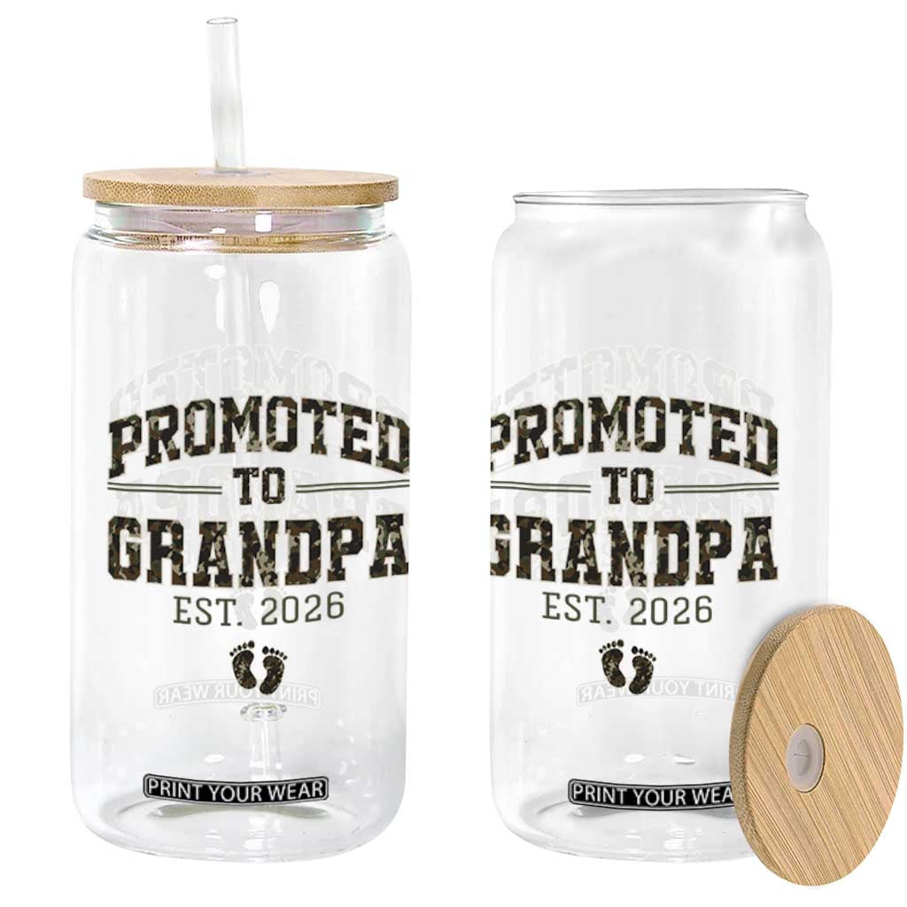 Promoted To Grandpa Est 2026 Glass Can Vintage Camo Grandpa Graphic TS12 Print Your Wear