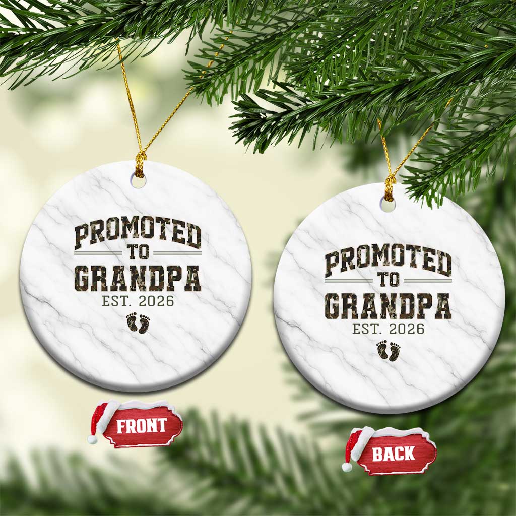 Promoted To Grandpa Est 2026 Ceramic Ornament Vintage Camo Grandpa Graphic TS12 1pc White Marble Print Your Wear