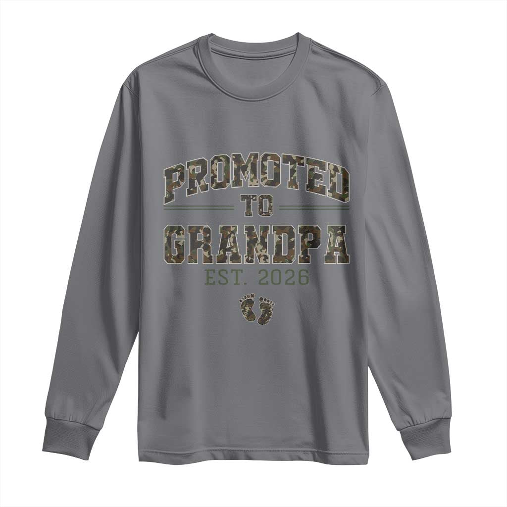 Promoted To Grandpa Est 2026 Long Sleeve Shirt Vintage Camo Grandpa Graphic TS12 Charcoal Print Your Wear