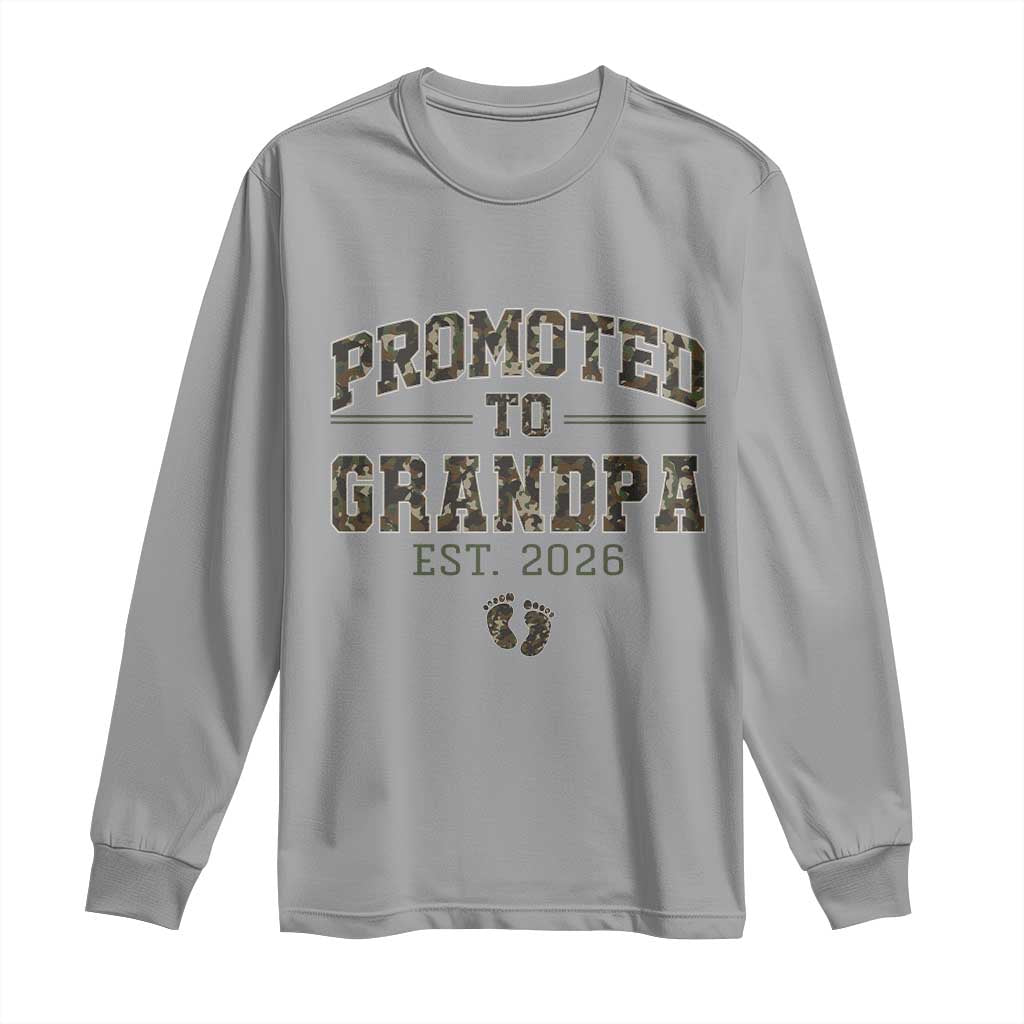 Promoted To Grandpa Est 2026 Long Sleeve Shirt Vintage Camo Grandpa Graphic TS12 Sport Gray Print Your Wear