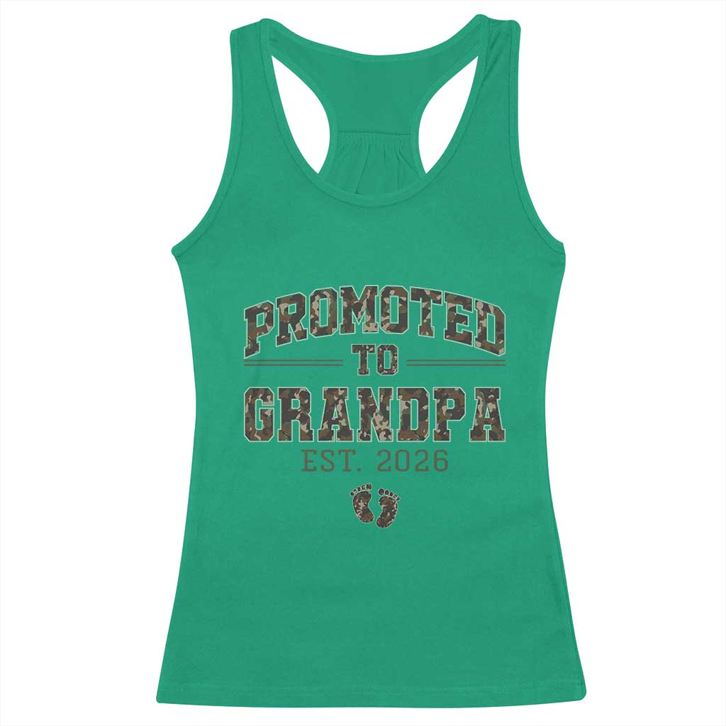 Promoted To Grandpa Est 2026 Racerback Tank Top Vintage Camo Grandpa Graphic TS12 Irish Green Print Your Wear