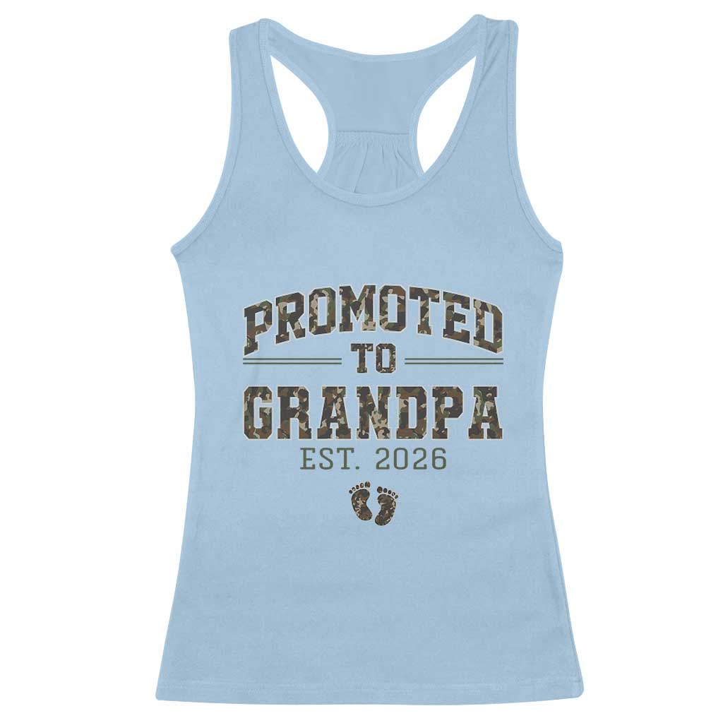 Promoted To Grandpa Est 2026 Racerback Tank Top Vintage Camo Grandpa Graphic TS12 Light Blue Print Your Wear
