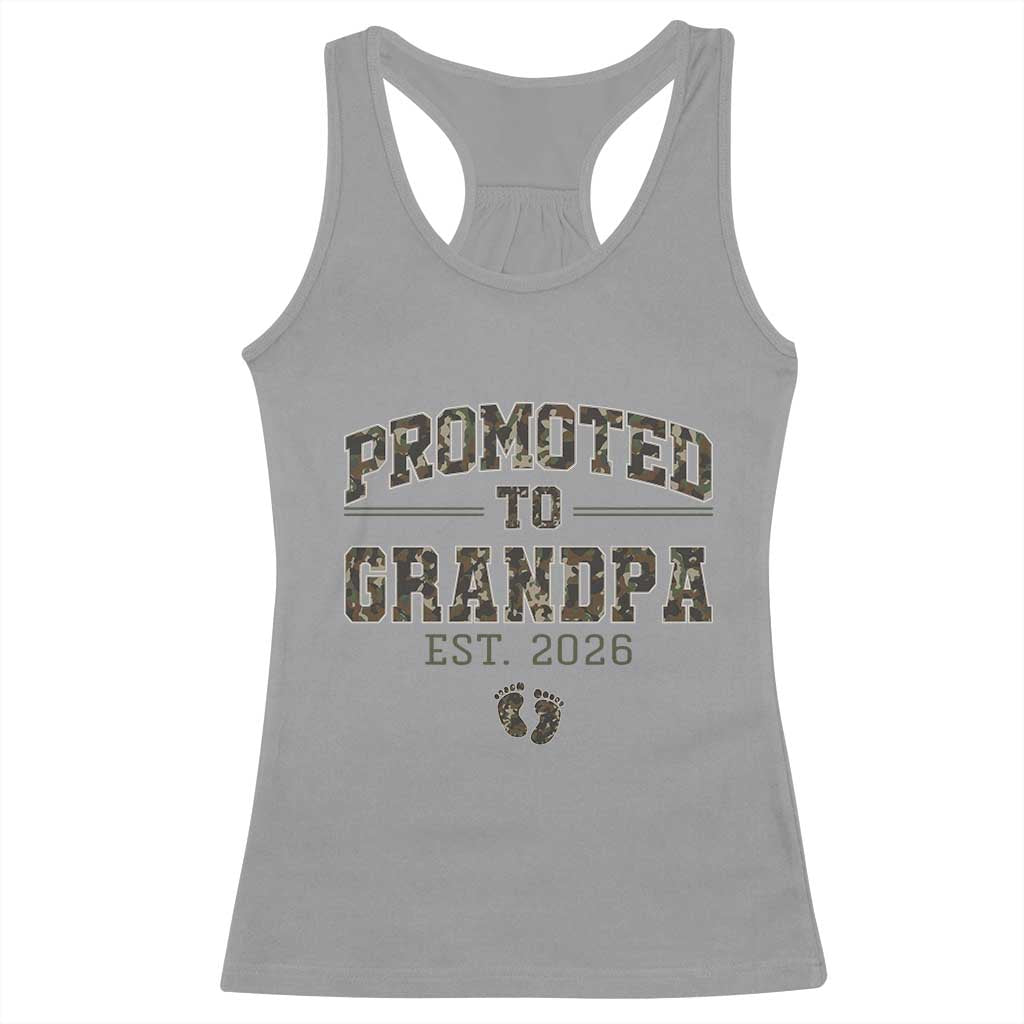 Promoted To Grandpa Est 2026 Racerback Tank Top Vintage Camo Grandpa Graphic TS12 Sport Gray Print Your Wear