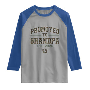 Promoted To Grandpa Est 2026 Raglan Shirt Vintage Camo Grandpa Graphic