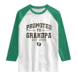 Promoted To Grandpa Est 2026 Raglan Shirt Vintage Camo Grandpa Graphic