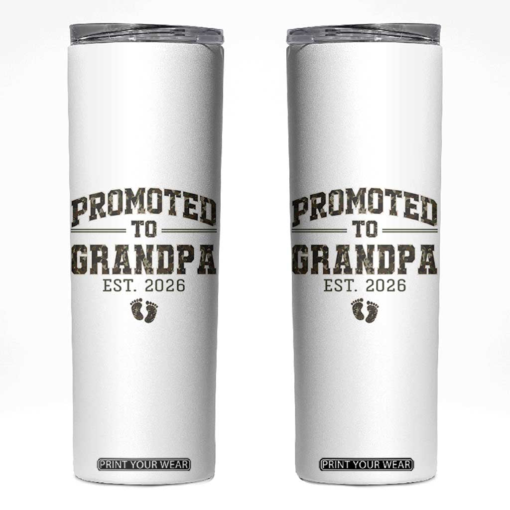 Promoted To Grandpa Est 2026 Skinny Tumbler Vintage Camo Grandpa Graphic TS12 White Print Your Wear