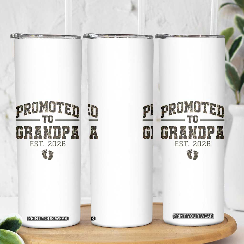 Promoted To Grandpa Est 2026 Skinny Tumbler Vintage Camo Grandpa Graphic TS12 Print Your Wear