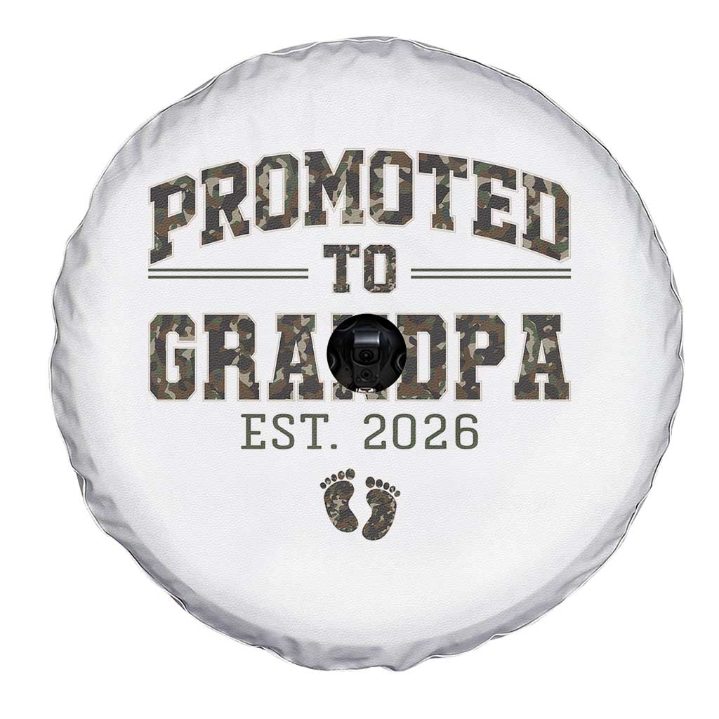 Promoted To Grandpa Est 2026 Spare Tire Cover Vintage Camo Grandpa Graphic TS12 Print Your Wear