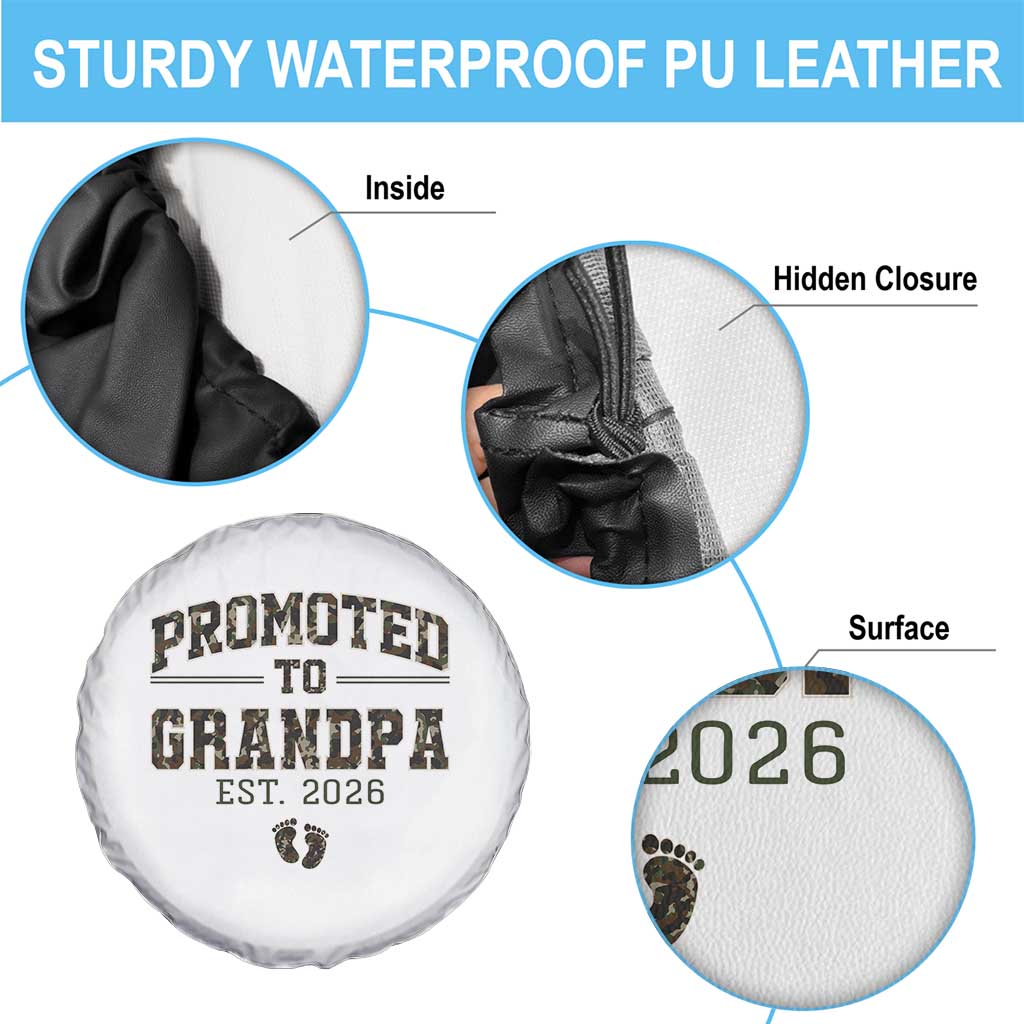 Promoted To Grandpa Est 2026 Spare Tire Cover Vintage Camo Grandpa Graphic TS12 Print Your Wear