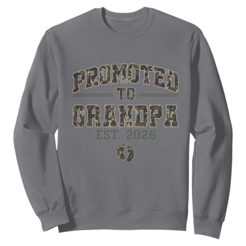 Promoted To Grandpa Est 2026 Sweatshirt Vintage Camo Grandpa Graphic TS12 Charcoal Print Your Wear