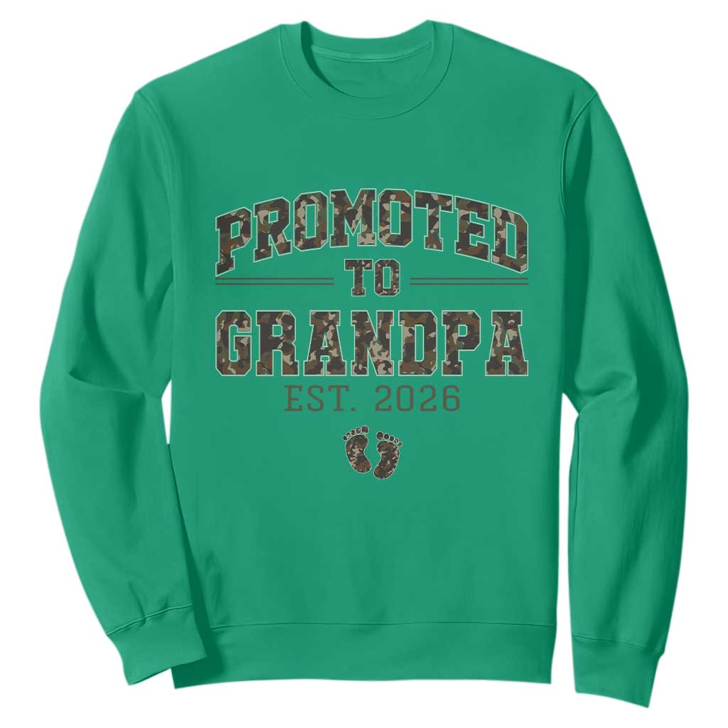 Promoted To Grandpa Est 2026 Sweatshirt Vintage Camo Grandpa Graphic TS12 Irish Green Print Your Wear