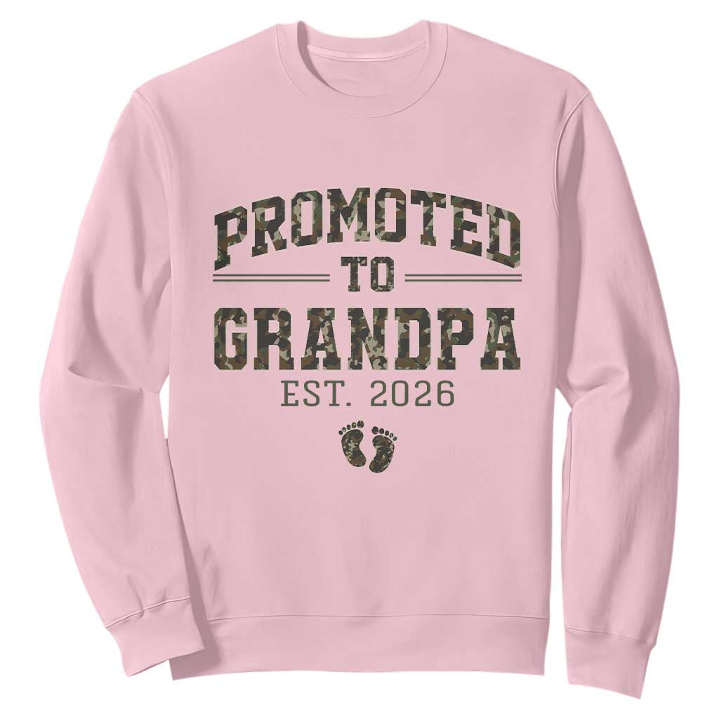 Promoted To Grandpa Est 2026 Sweatshirt Vintage Camo Grandpa Graphic TS12 Light Pink Print Your Wear