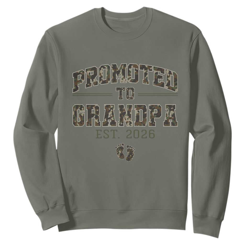 Promoted To Grandpa Est 2026 Sweatshirt Vintage Camo Grandpa Graphic TS12 Military Green Print Your Wear
