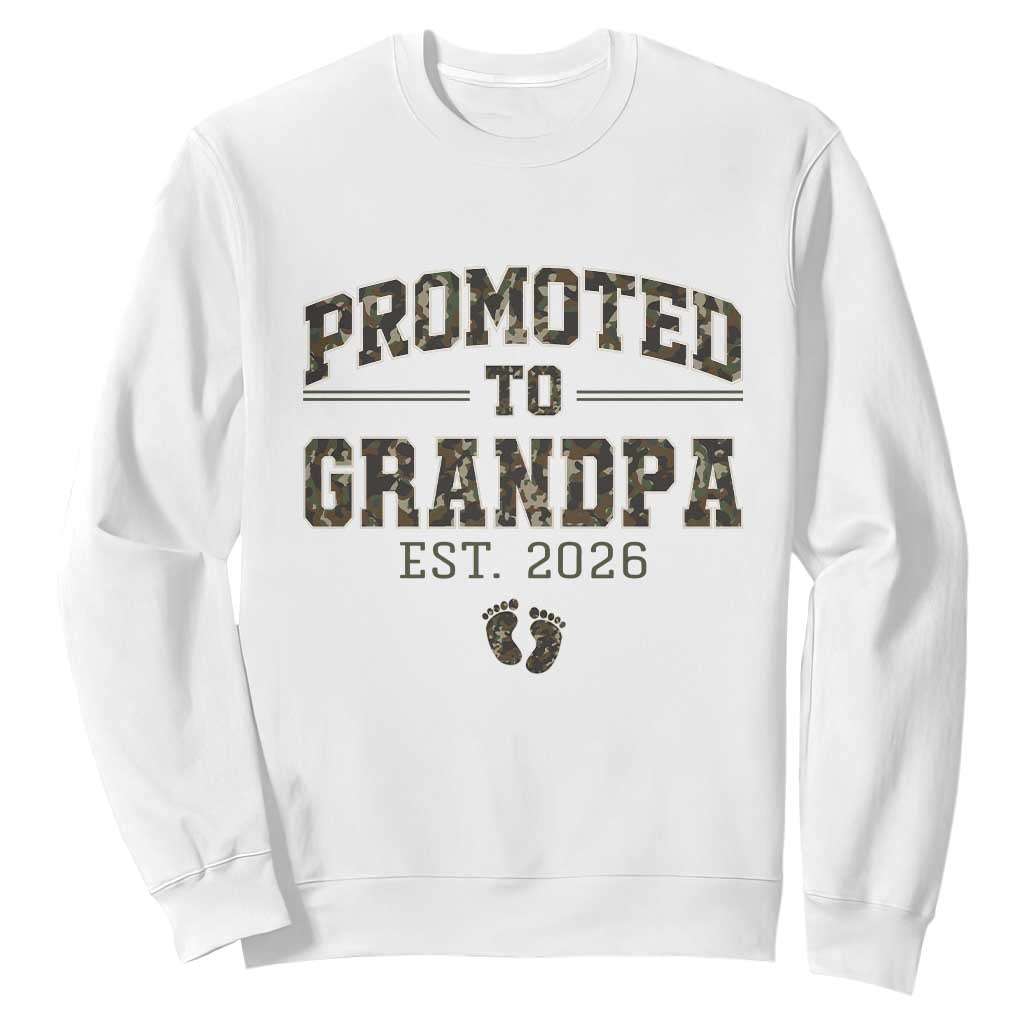 Promoted To Grandpa Est 2026 Sweatshirt Vintage Camo Grandpa Graphic TS12 White Print Your Wear