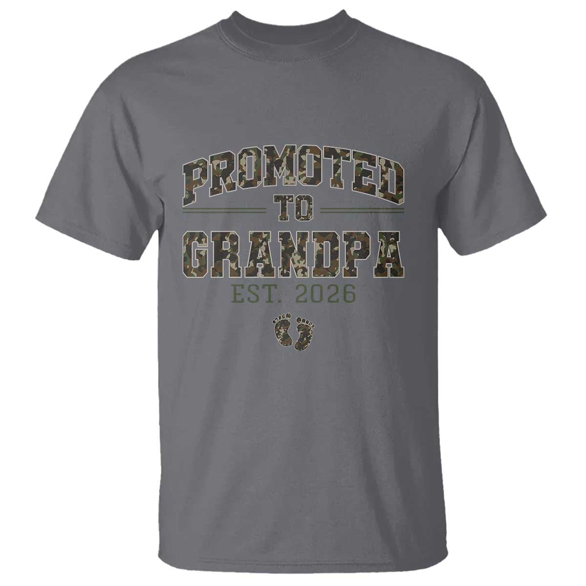 Promoted To Grandpa Est 2026 T Shirt Vintage Camo Grandpa Graphic TS12 Charcoal Print Your Wear