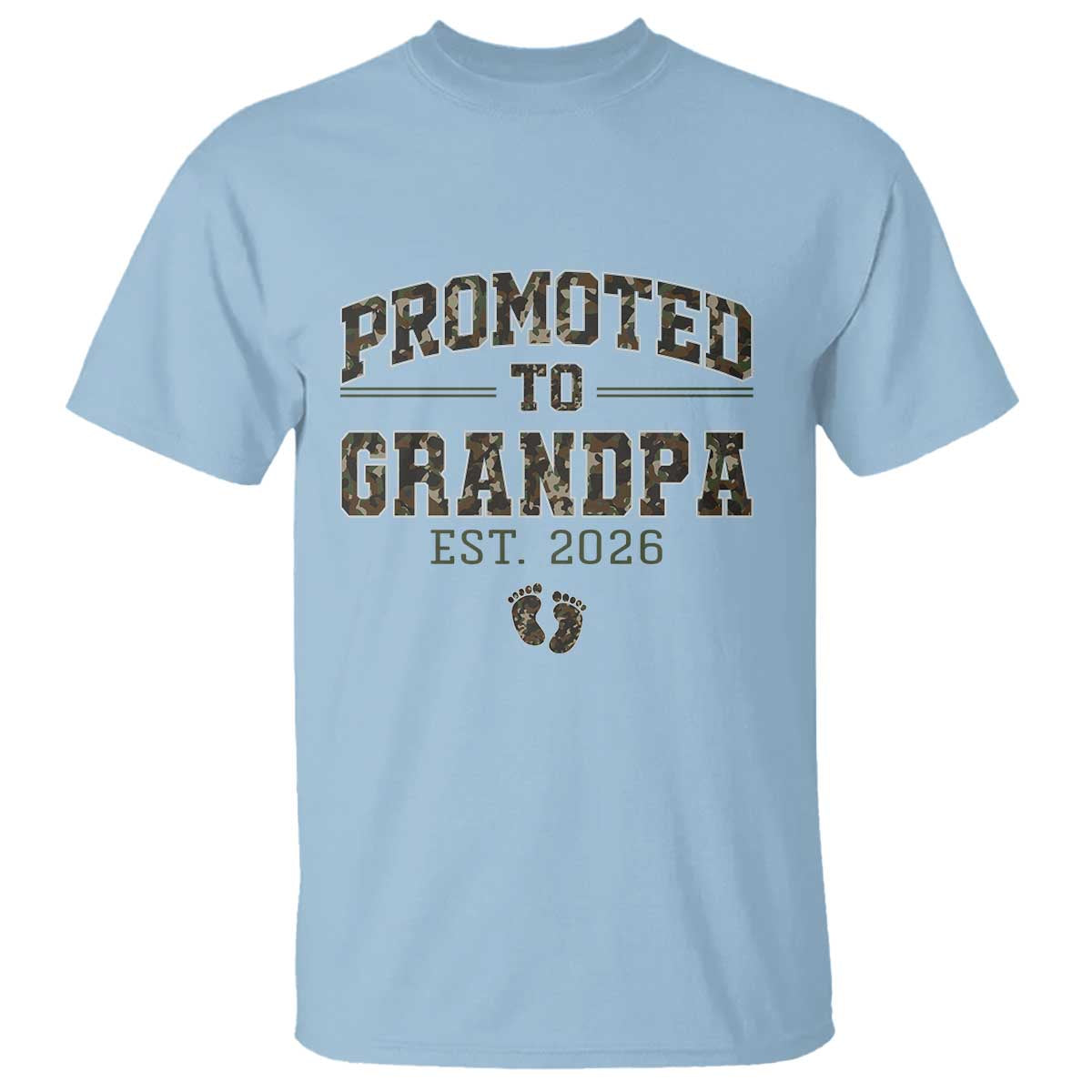 Promoted To Grandpa Est 2026 T Shirt Vintage Camo Grandpa Graphic TS12 Light Blue Print Your Wear