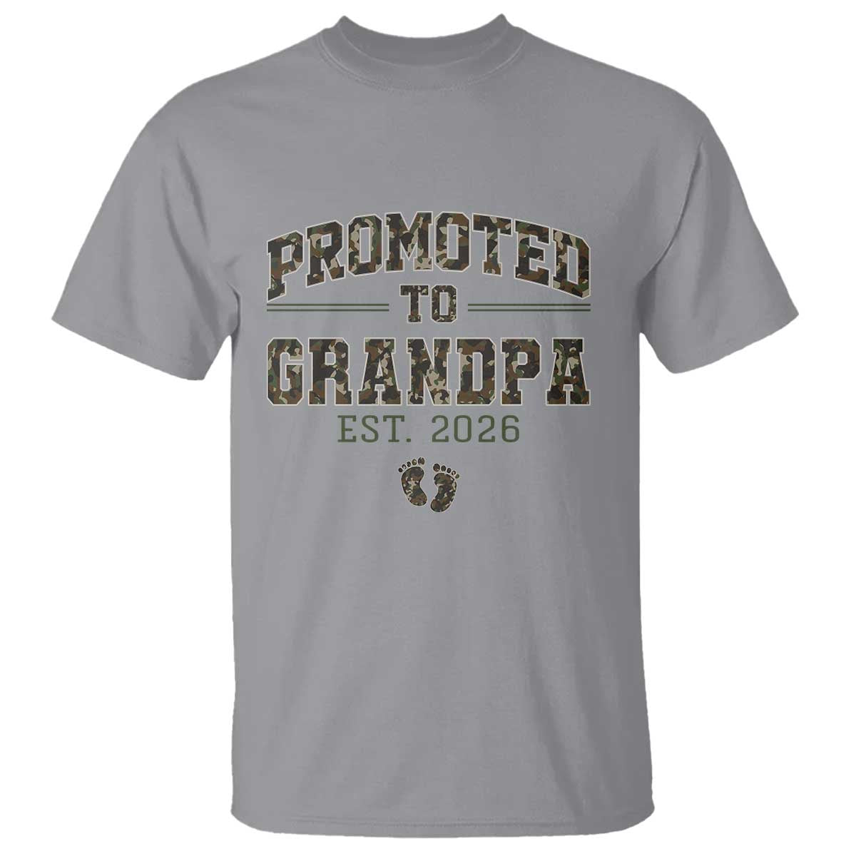 Promoted To Grandpa Est 2026 T Shirt Vintage Camo Grandpa Graphic TS12 Sport Gray Print Your Wear