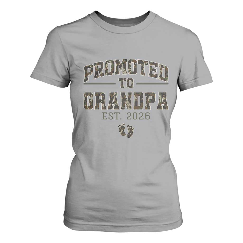 Promoted To Grandpa Est 2026 T Shirt For Women Vintage Camo Grandpa Graphic TS12 Sport Gray Print Your Wear