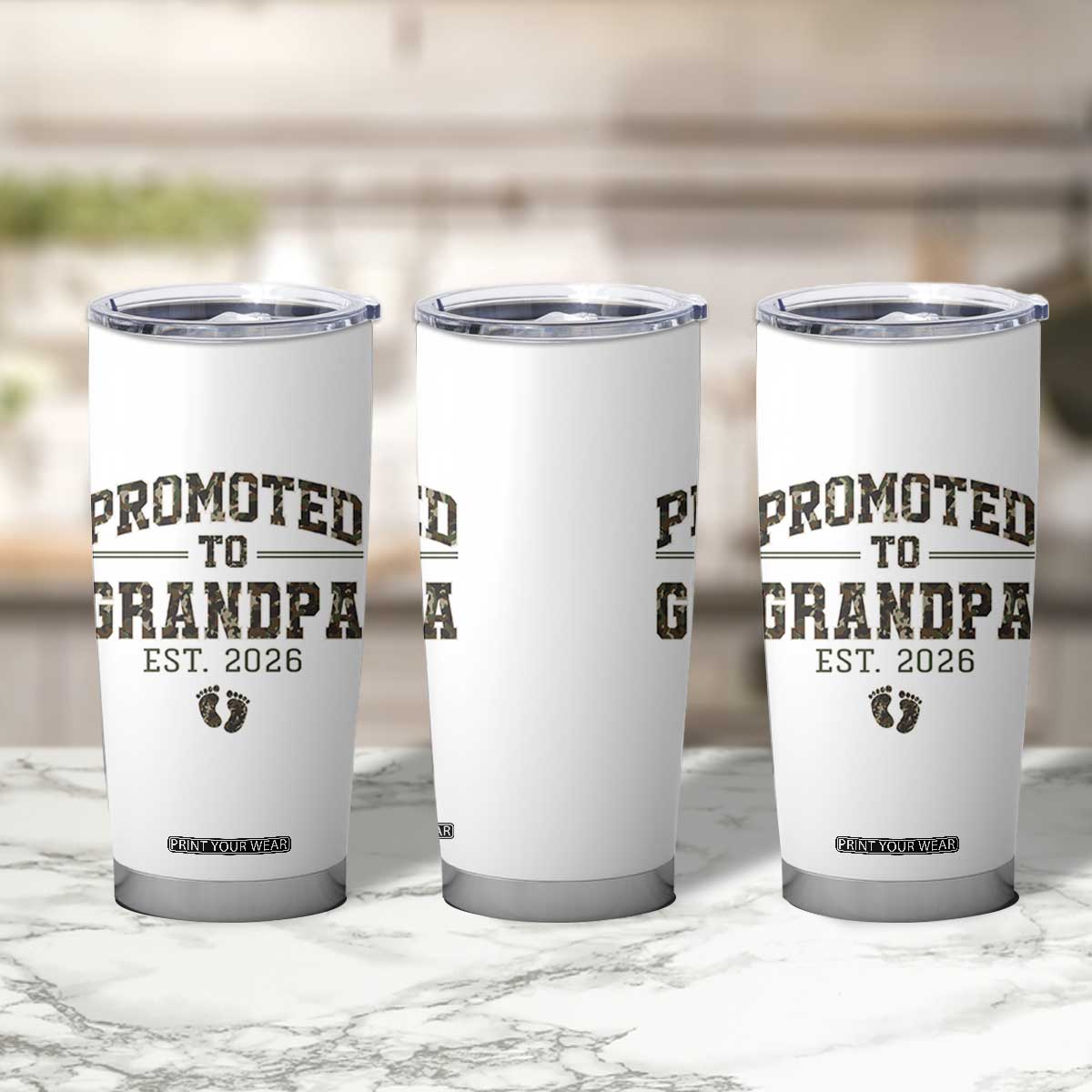 Promoted To Grandpa Est 2026 Tumbler Cup Vintage Camo Grandpa Graphic TS12 Print Your Wear