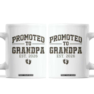 Promoted To Grandpa Est 2026 Coffee Mug Vintage Camo Grandpa Graphic TS12 White Print Your Wear