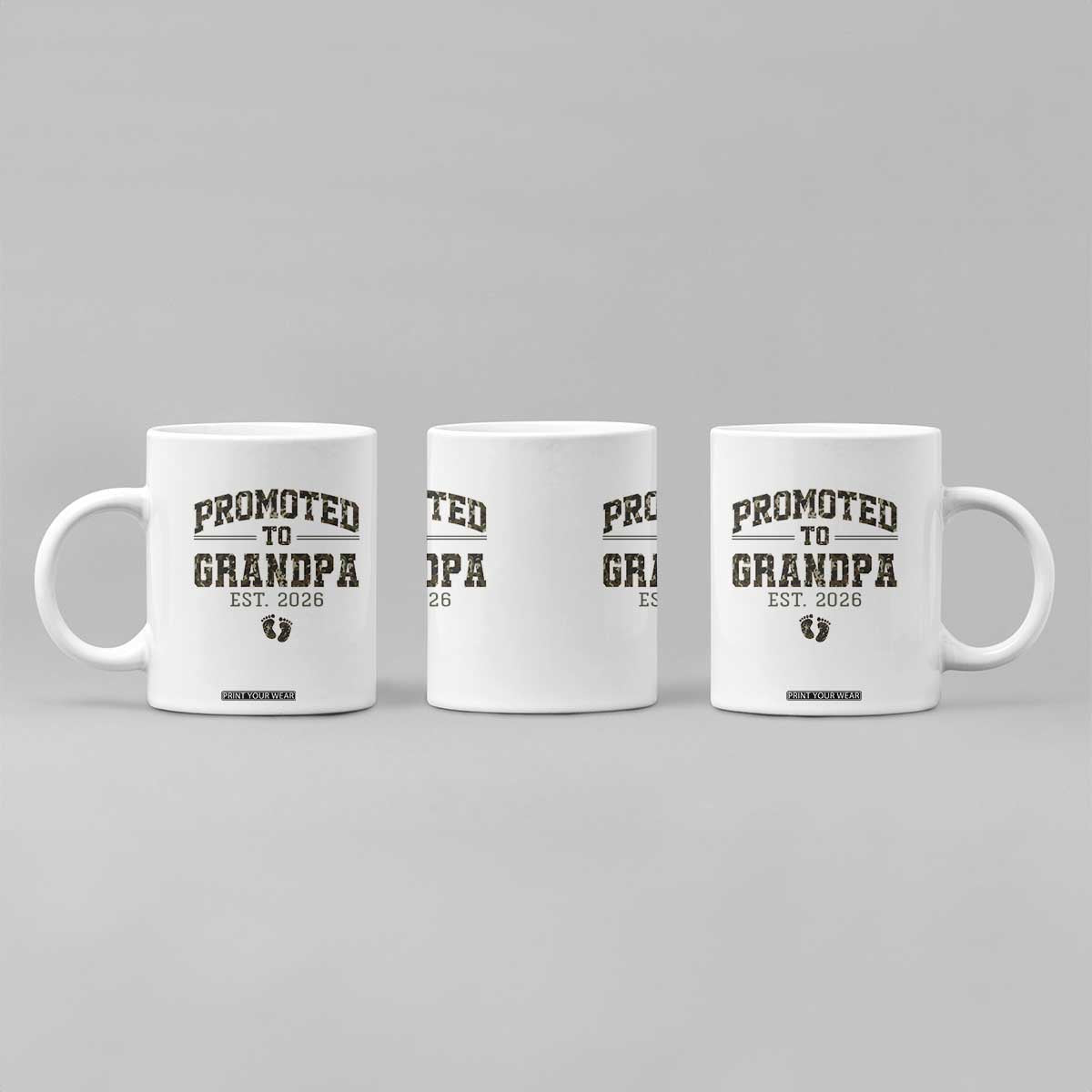 Promoted To Grandpa Est 2026 Coffee Mug Vintage Camo Grandpa Graphic TS12 Print Your Wear