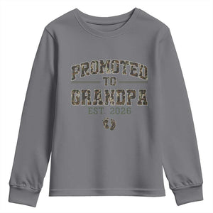 Promoted To Grandpa Est 2026 Youth Sweatshirt Vintage Camo Grandpa Graphic TS12 Charcoal Print Your Wear