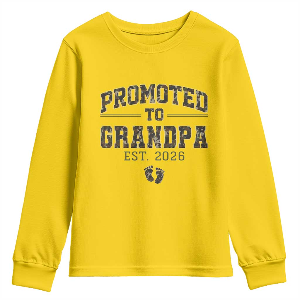 Promoted To Grandpa Est 2026 Youth Sweatshirt Vintage Camo Grandpa Graphic TS12 Daisy Print Your Wear