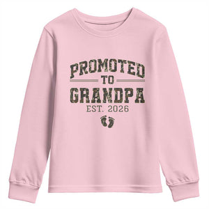 Promoted To Grandpa Est 2026 Youth Sweatshirt Vintage Camo Grandpa Graphic TS12 Light Pink Print Your Wear