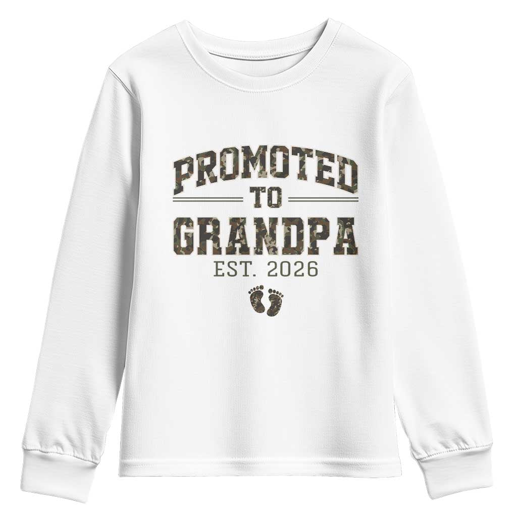 Promoted To Grandpa Est 2026 Youth Sweatshirt Vintage Camo Grandpa Graphic TS12 White Print Your Wear