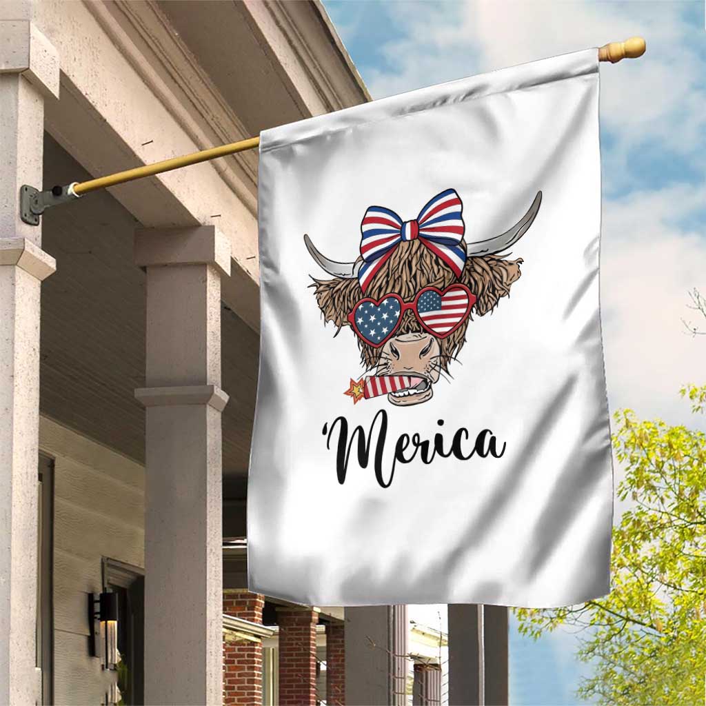Patriotic Highland Cow Garden Flag Merica USA Flag Farmer Gift