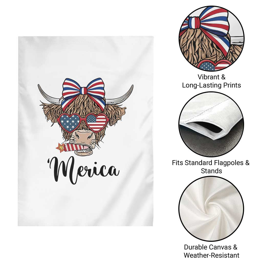 Patriotic Highland Cow Garden Flag Merica USA Flag Farmer Gift