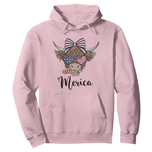 Patriotic Highland Cow Hoodie Merica USA Flag Farmer Gift